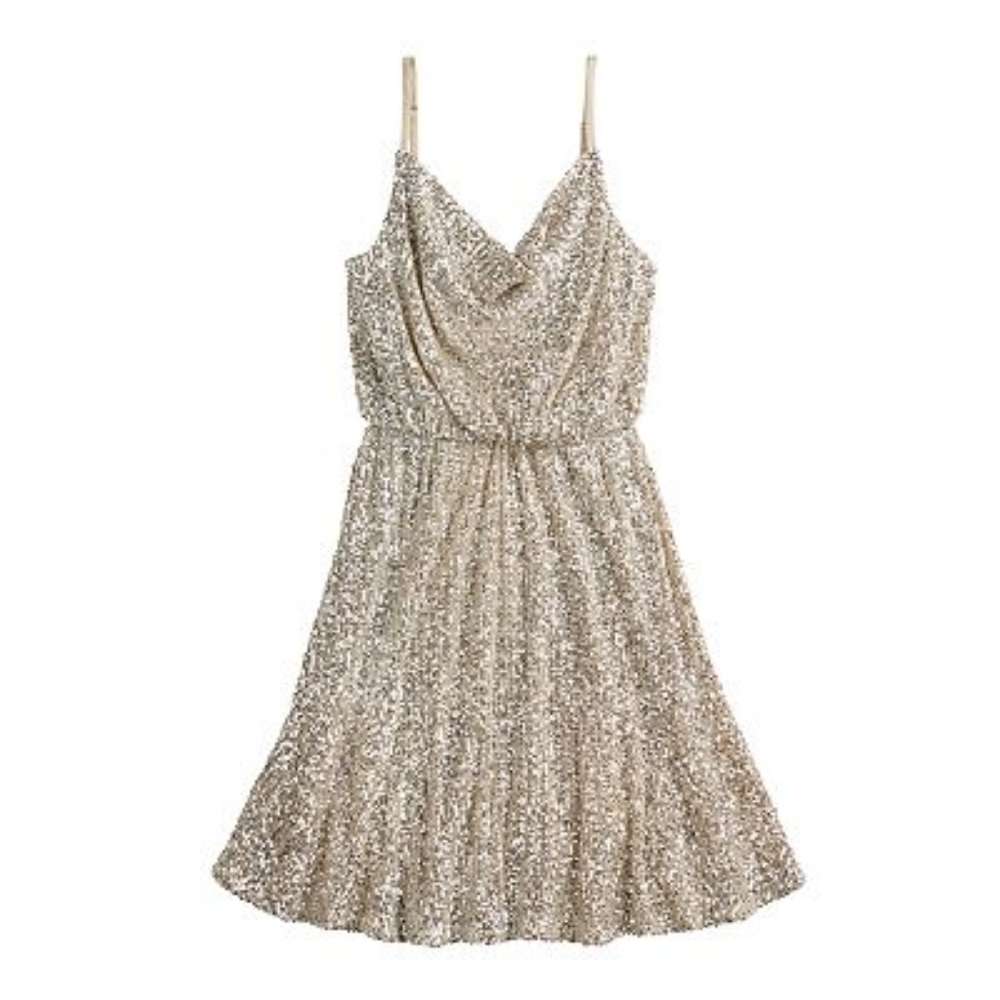 Junior's SO Champagne/Gold Sequin Tank Dress